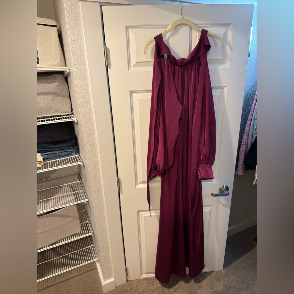 Satin Purple Maxi Dress Wedding - Picture 4 of 4
